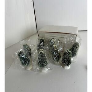 Dept. 56 Village Frosted Topiary Bottle Brush Miniature Trees #52027Set of 8